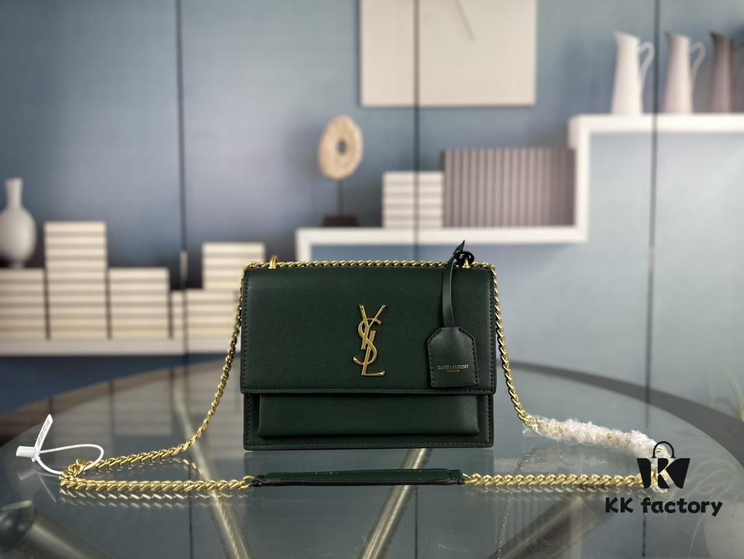 New Arrival with Box 💰 YSL Sunset Chain Bag, Smooth Fine Grain Calfskin