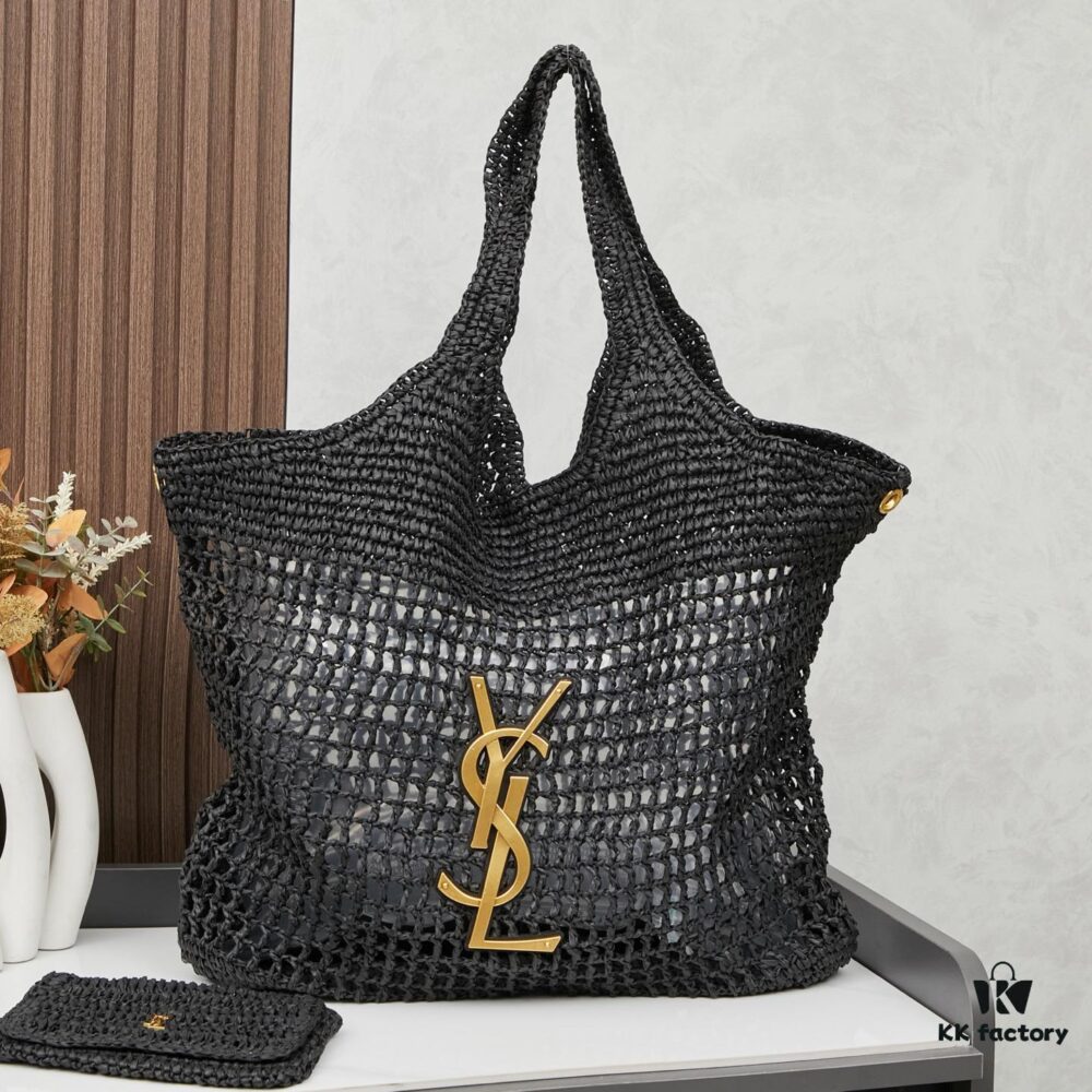New Arrival Large YSL Raffia Icare Bag with Mini Compartment ||| Symbolizing Beautiful Love, Resilience and Devotion
