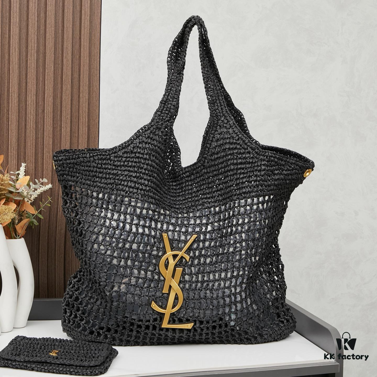 New Arrival Large YSL Raffia Icare Bag with Mini Compartment ||| Symbolizing Beautiful Love, Resilience and Devotion