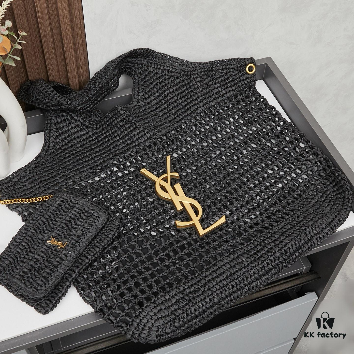 New Arrival Large YSL Raffia Icare Bag with Mini Compartment ||| Symbolizing Beautiful Love, Resilience and Devotion