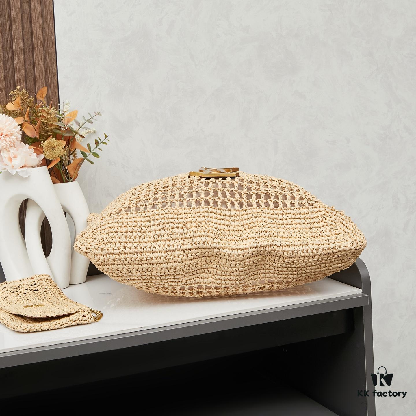 New Large YSL Raffia ICARE Bag with Mini Compartment