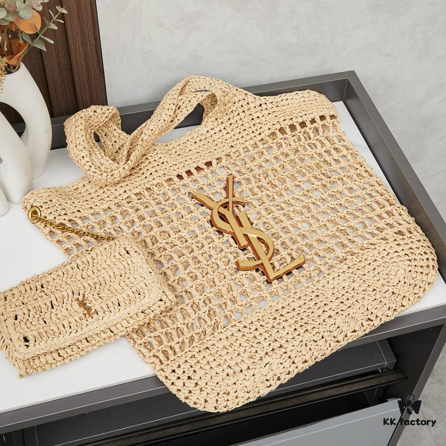 New Arrival Small YSL Icare Raffia Bag with Mini Pouch