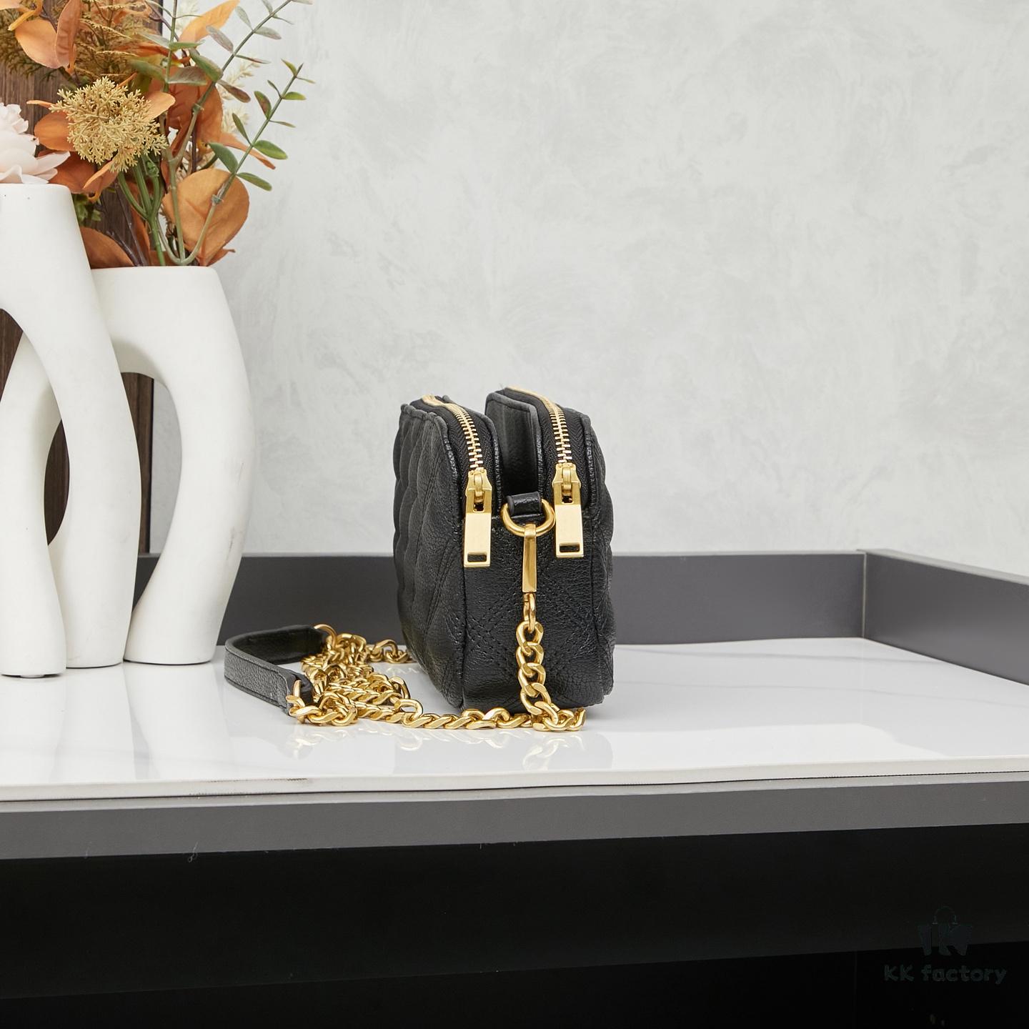 New Arrival with Box 💰 YSL Saint Laurent GABY Black Quilted Lambskin Women's Zip Clutch Bag Chain Bag Shoulder Bag