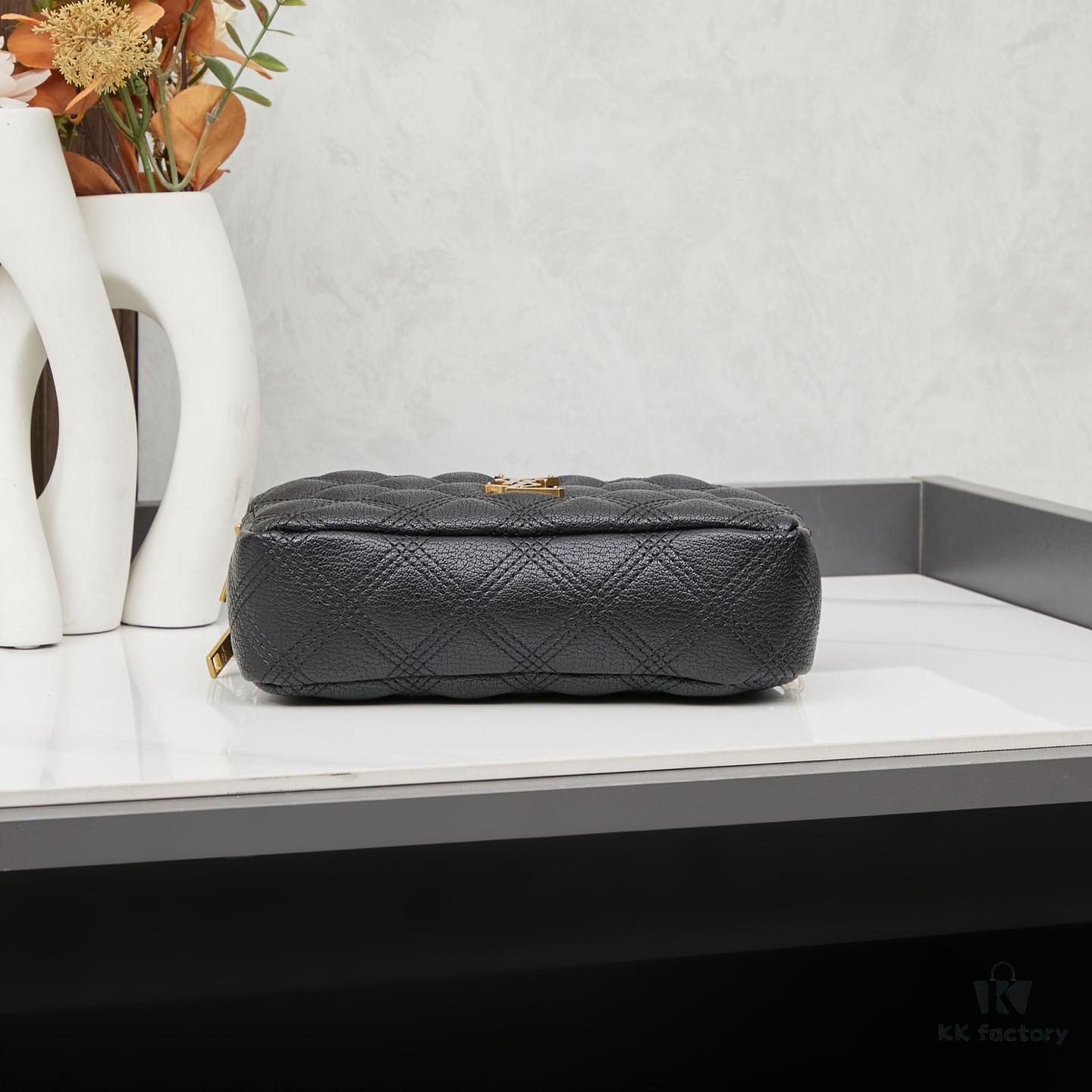 New Arrival with Box 💰 YSL Saint Laurent GABY Black Quilted Lambskin Women's Zip Clutch Bag Chain Bag Shoulder Bag