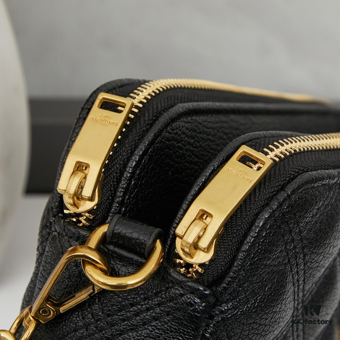 New Arrival with Box 💰 YSL Saint Laurent GABY Black Quilted Lambskin Women's Zip Clutch Bag Chain Bag Shoulder Bag