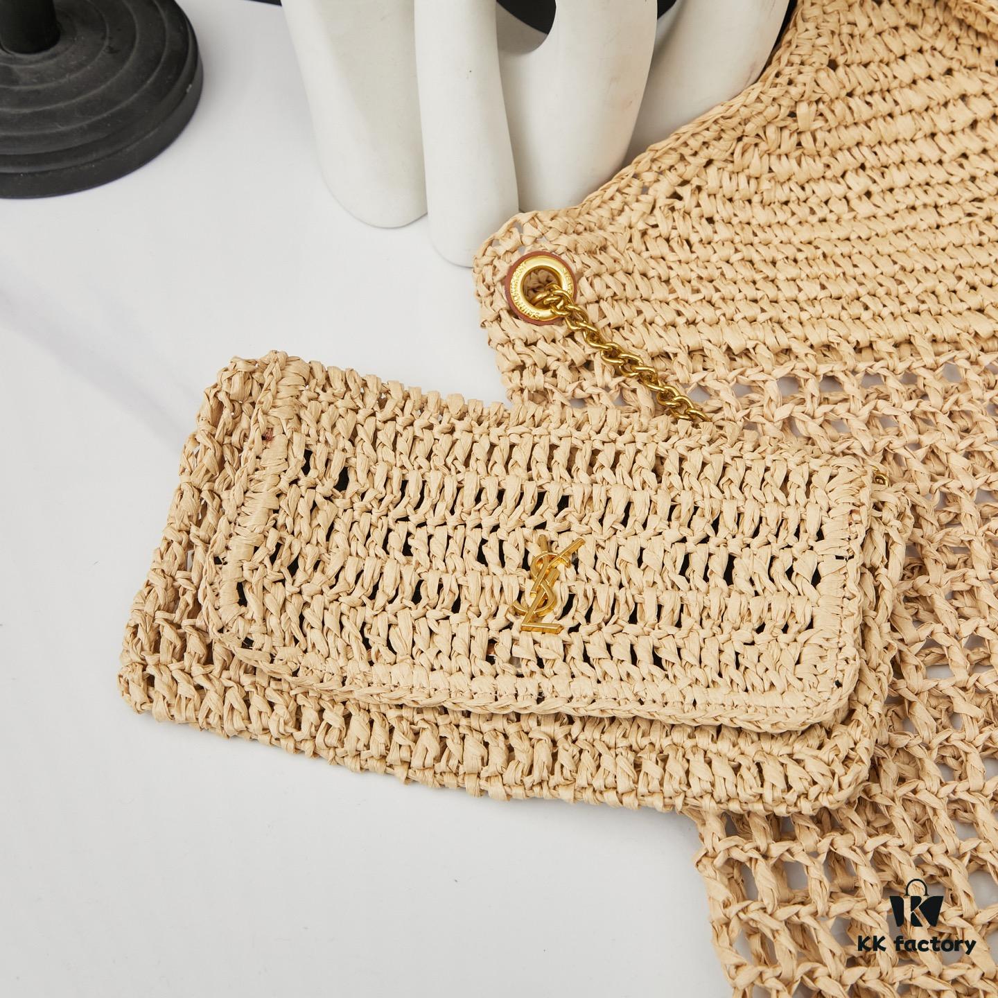 New Large YSL Raffia ICARE Bag with Mini Compartment