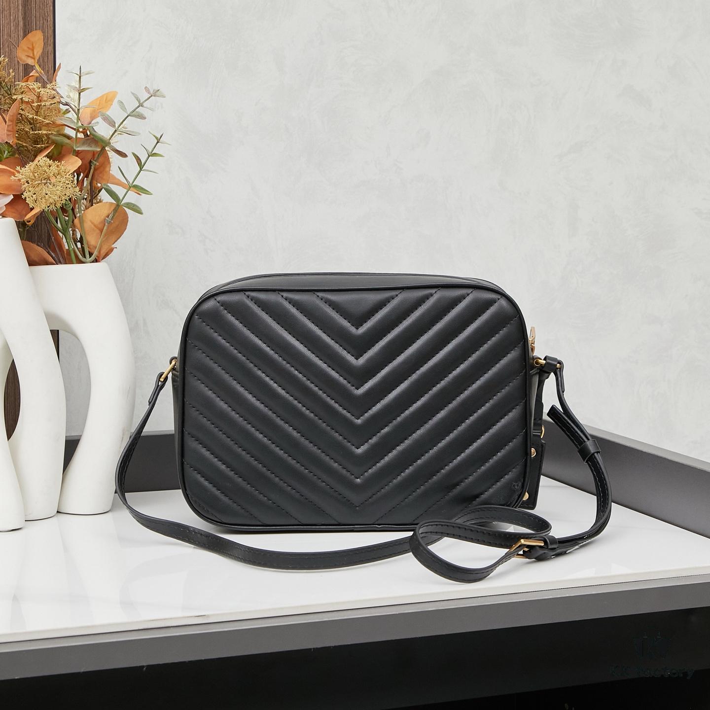 Upgraded LOU Quilted Genuine Leather Camera Bag MONOGRAM SAINT LAURENT Shoulder Bag with Box