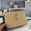 YSL Saint Laurent Calfskin Woven Camera Bag with Box