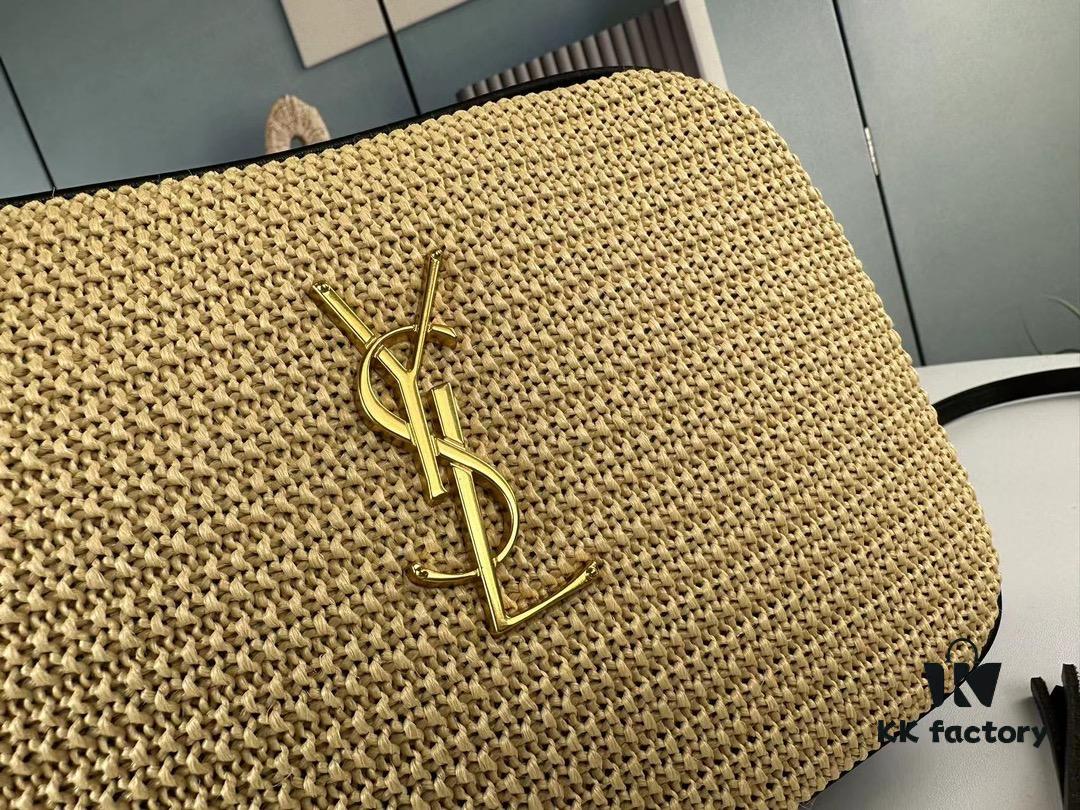 YSL Saint Laurent Calfskin Woven Camera Bag with Box