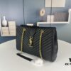 New Arrival with Box Bulk YSL Yves Saint Laurent Caviar Leather Large Tote Bag / Shopping Bag ||| [Black Caviar with Embroidered Thread]