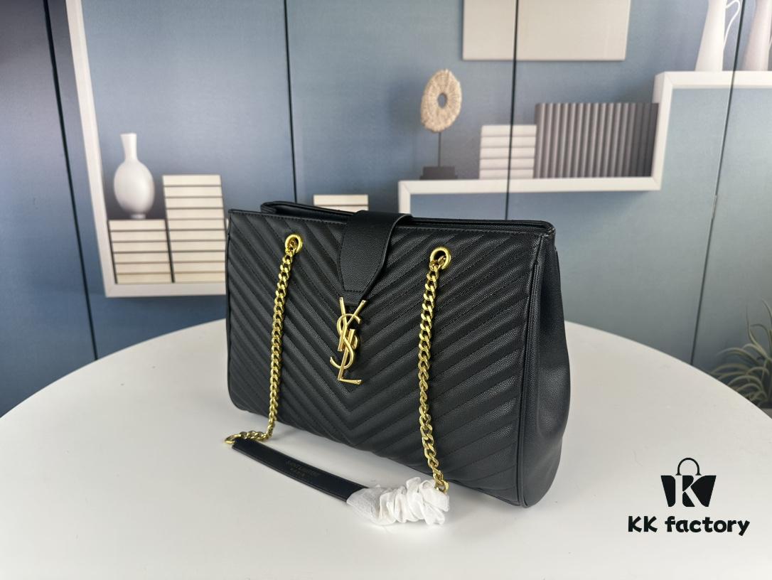 New Arrival with Box Bulk YSL Yves Saint Laurent Caviar Leather Large Tote Bag / Shopping Bag ||| [Black Caviar with Embroidered Thread]