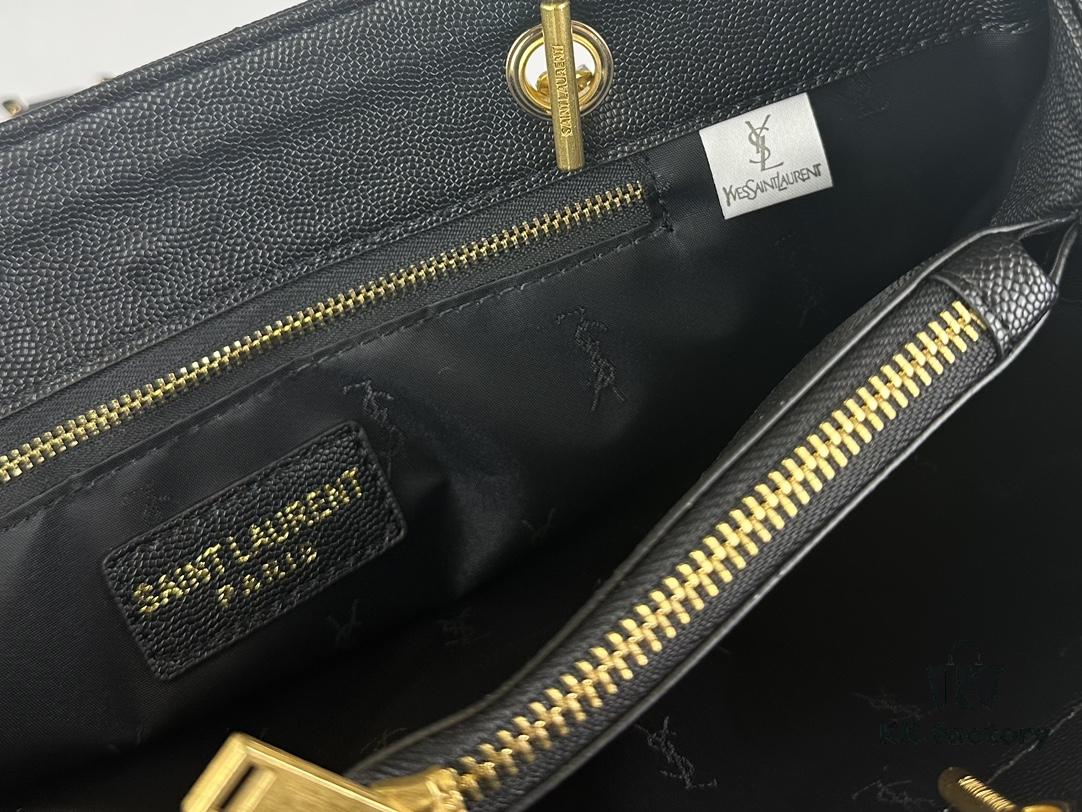 New Arrival with Box Bulk YSL Yves Saint Laurent Caviar Leather Large Tote Bag / Shopping Bag ||| [Black Caviar with Embroidered Thread]
