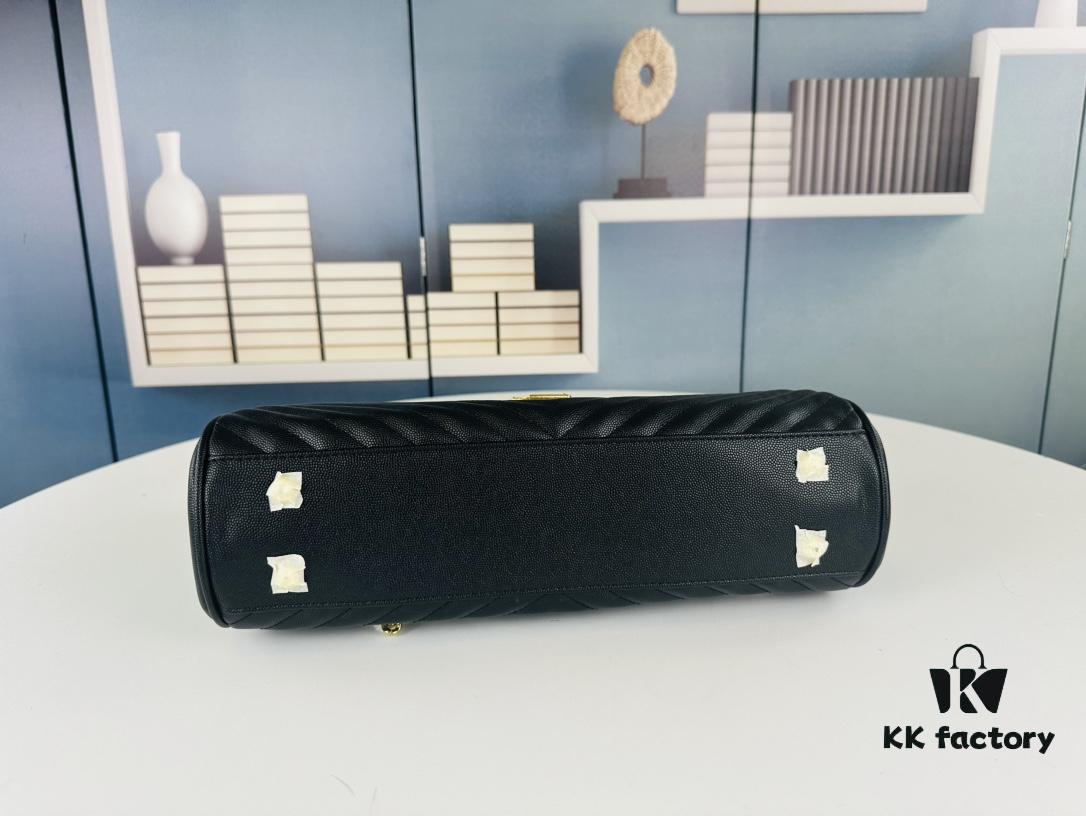 New Arrival with Box Bulk YSL Yves Saint Laurent Caviar Leather Large Tote Bag / Shopping Bag ||| [Black Caviar with Embroidered Thread]