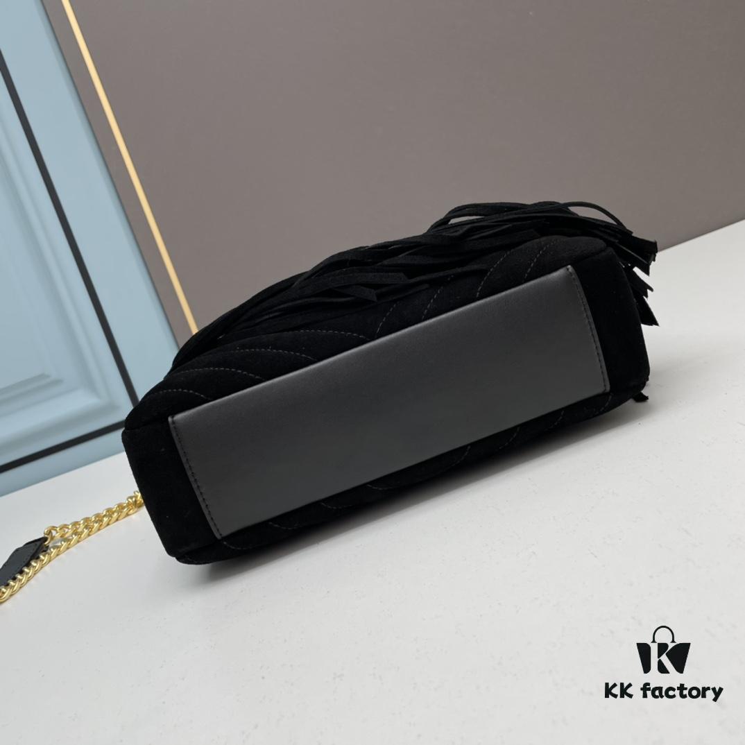 YSL Monogram College Saffiano Leather Fringe Messenger Bag