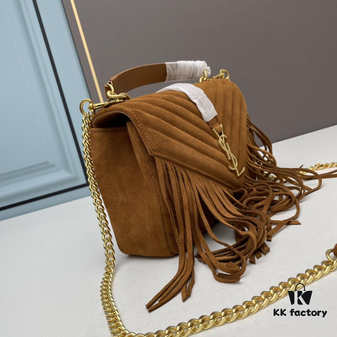 YSL Monogram College Saffiano Leather Fringe Crossbody Bag