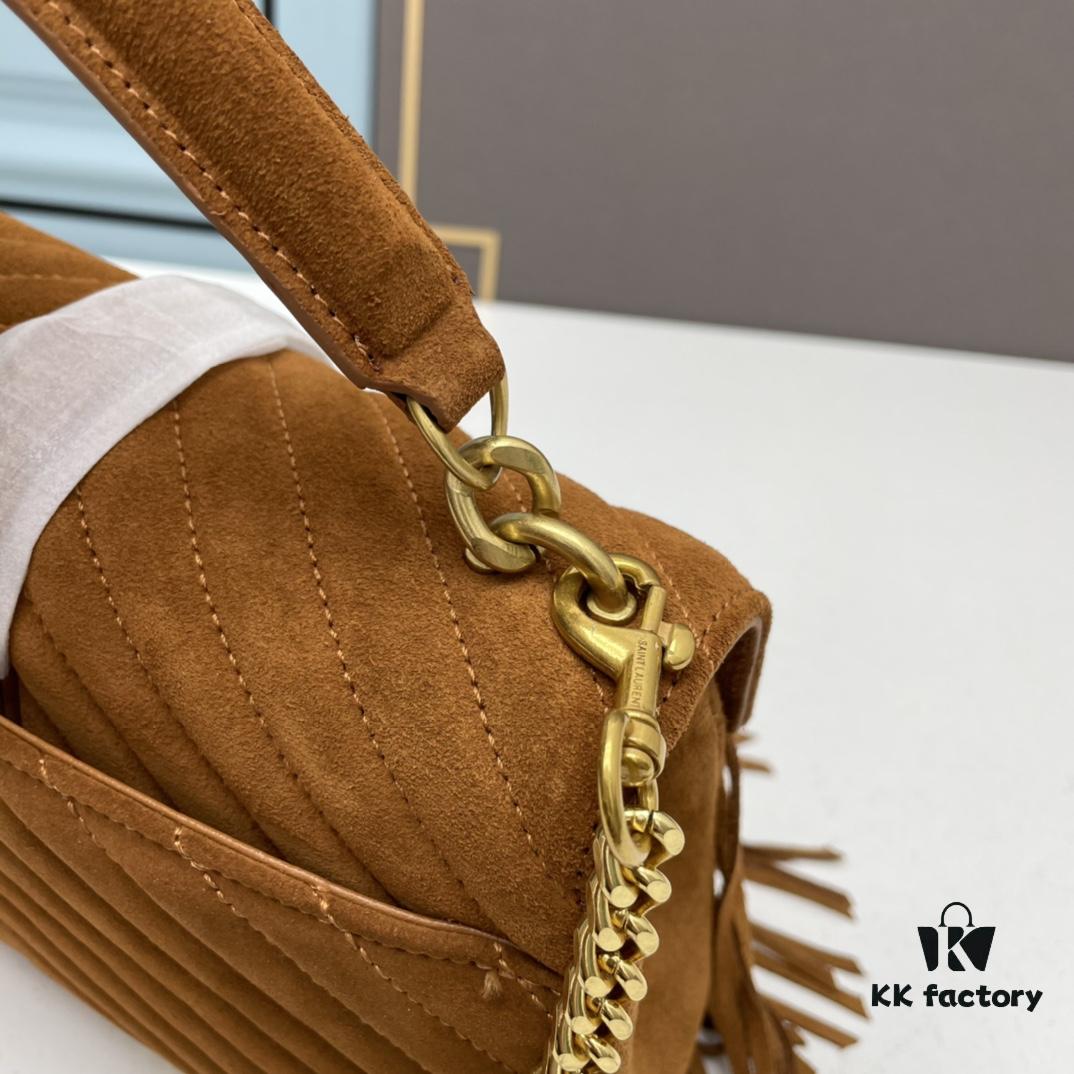 YSL Monogram College Saffiano Leather Fringe Crossbody Bag