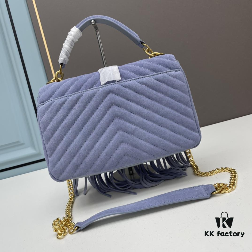 YSL Monogram College Saffiano Leather Fringe Crossbody Bag