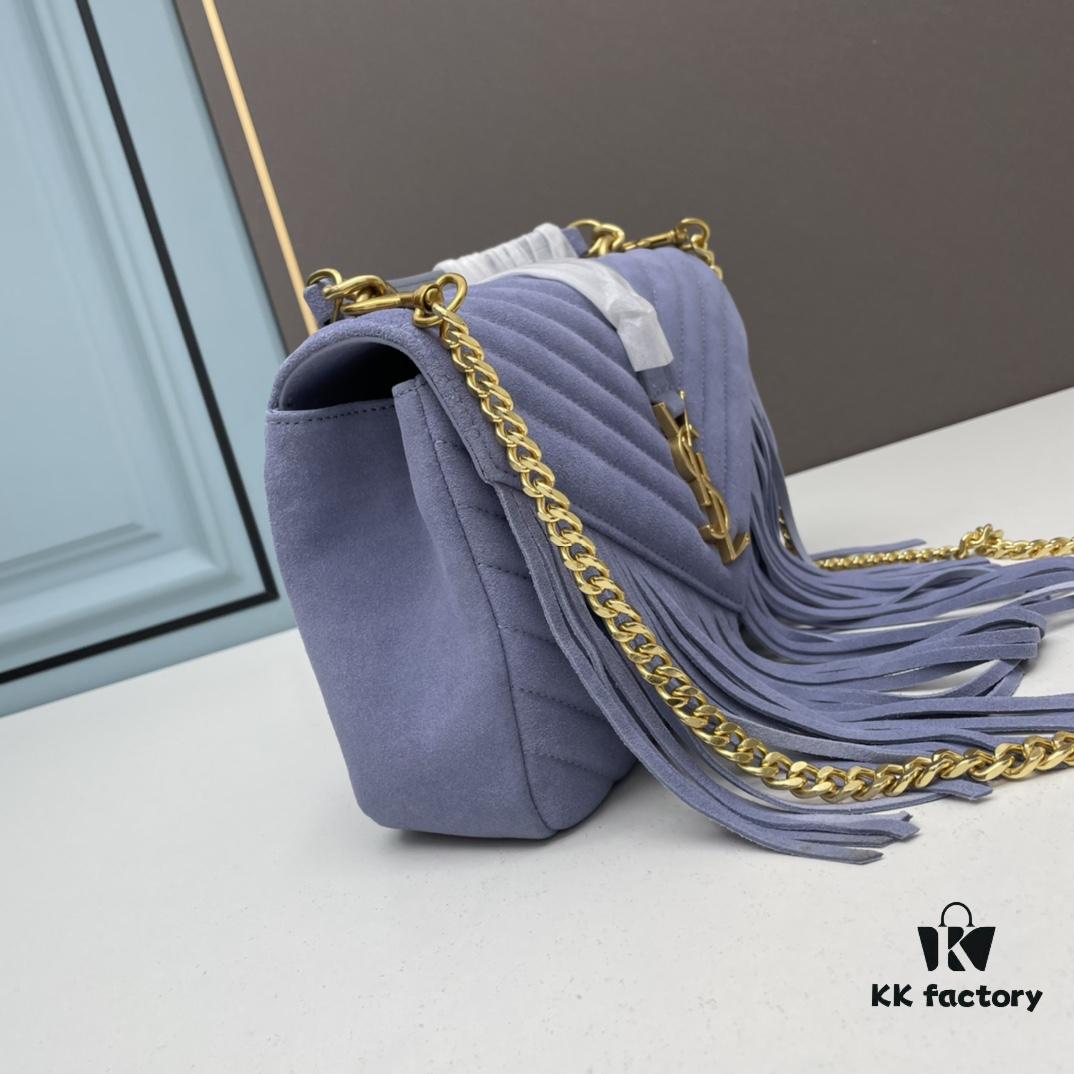 YSL Monogram College Saffiano Leather Fringe Crossbody Bag