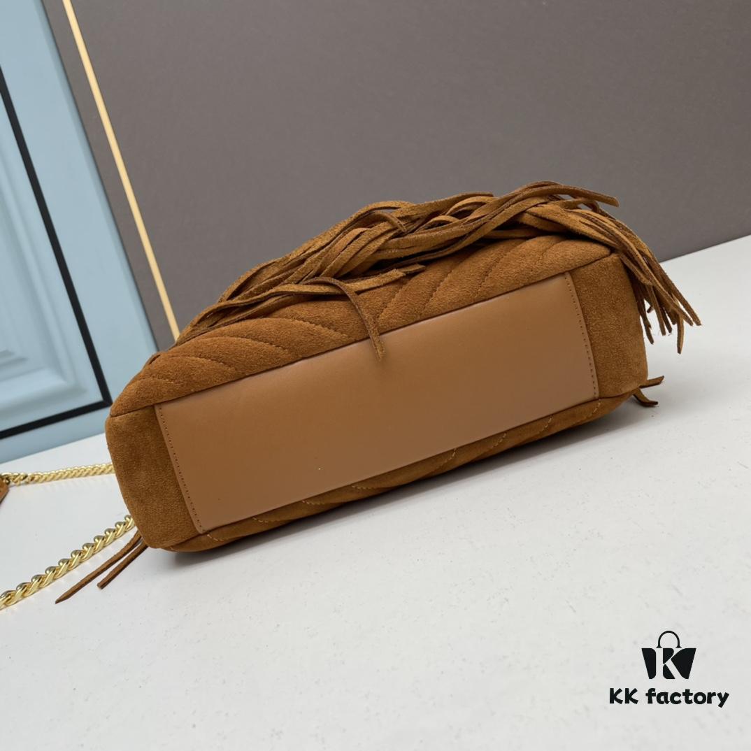 YSL Monogram College Saffiano Leather Fringe Crossbody Bag