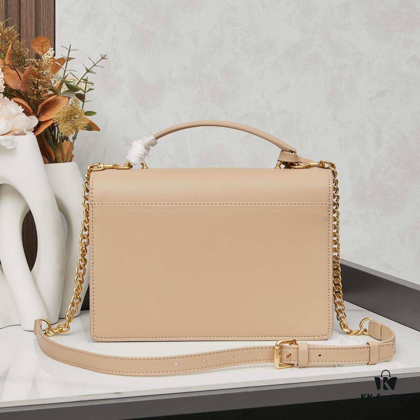 YSL Accordion Bag in Calfskin - Baby Size, Elegant and Versatile Design with White Stitching