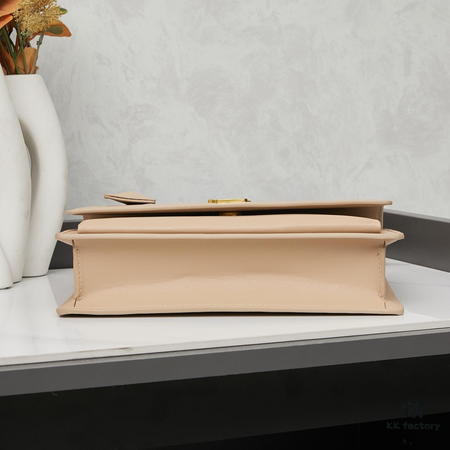 YSL Accordion Bag in Calfskin - Baby Size, Elegant and Versatile Design with White Stitching