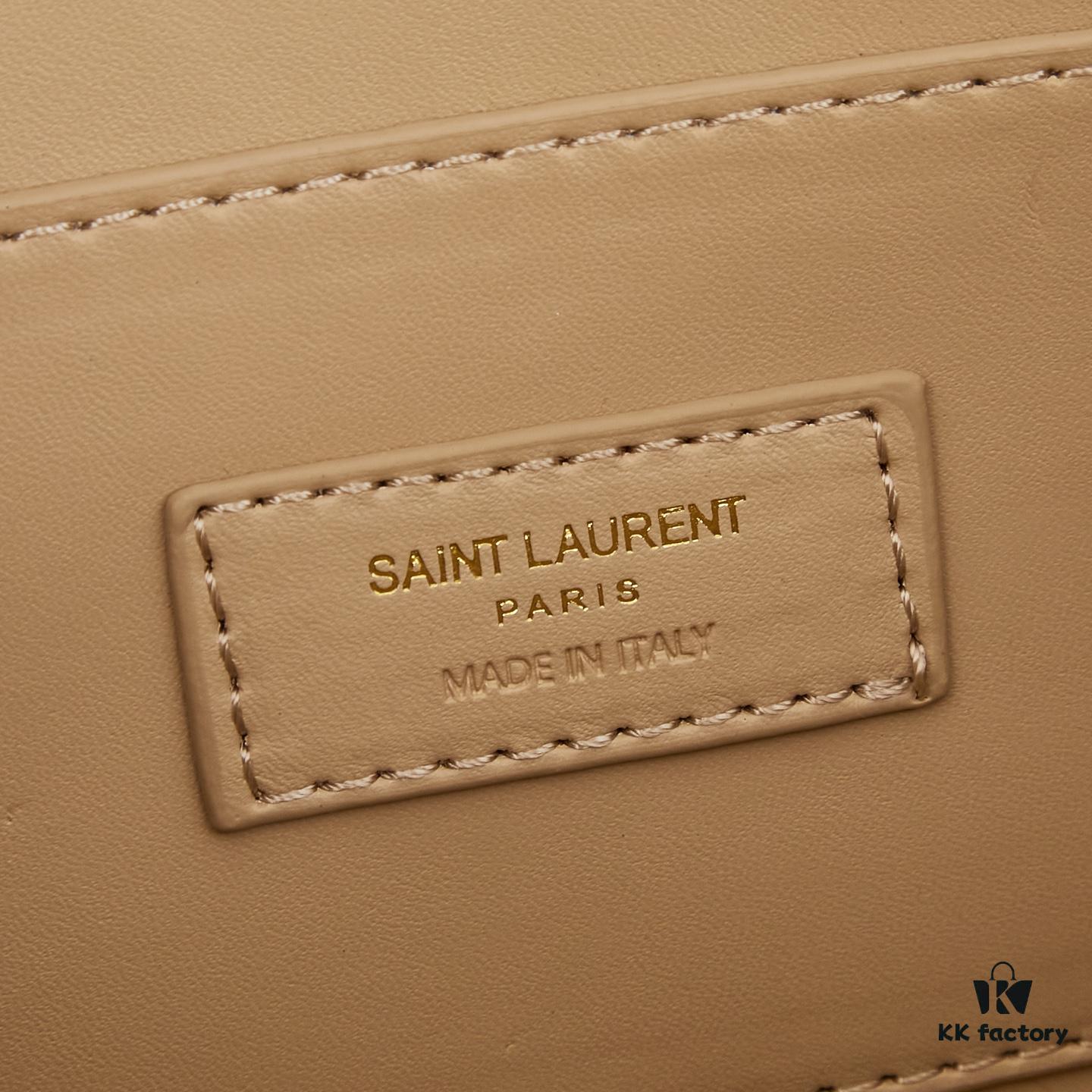 YSL Accordion Bag in Calfskin - Baby Size, Elegant and Versatile Design with White Stitching
