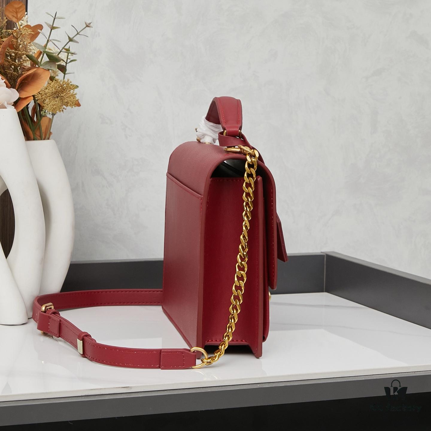 YSL Accordion Bag in Calfskin - Baby Size, Beige with White Stitching