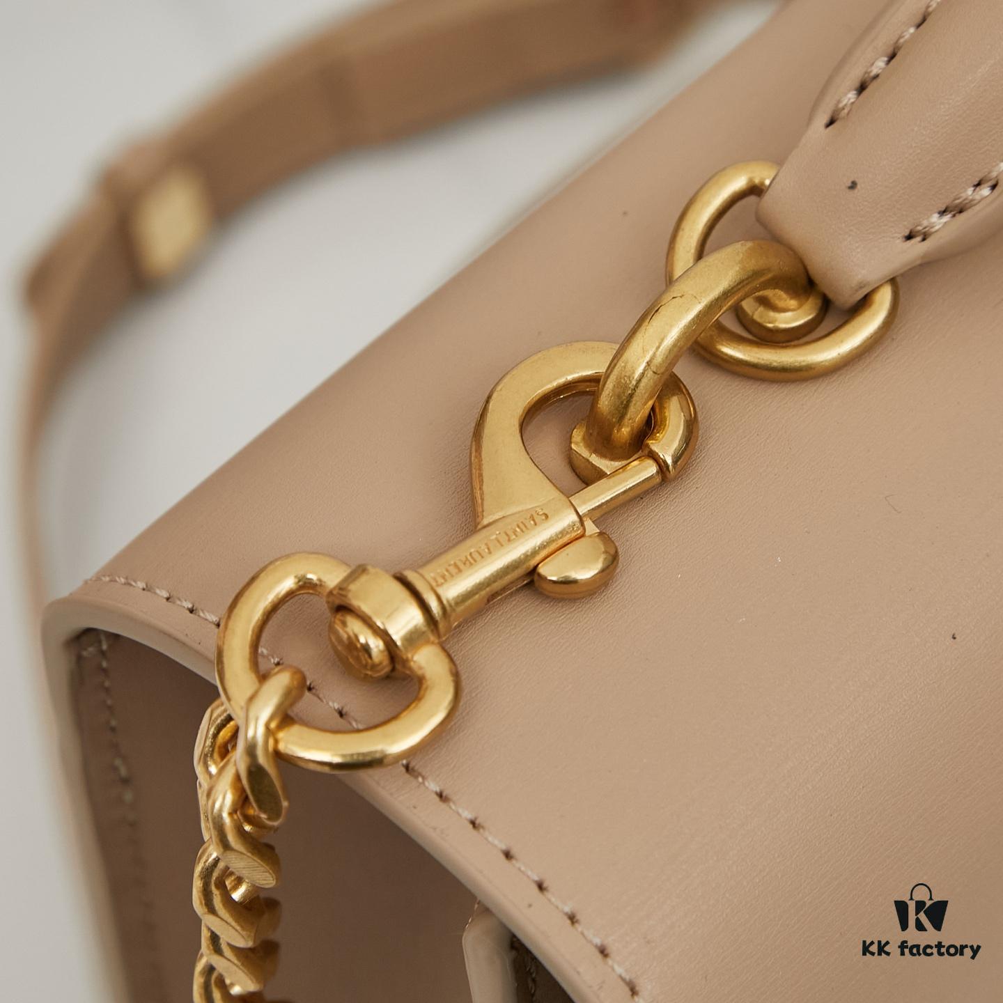 YSL Accordion Bag in Calfskin - Baby Size, Elegant and Versatile Design with White Stitching