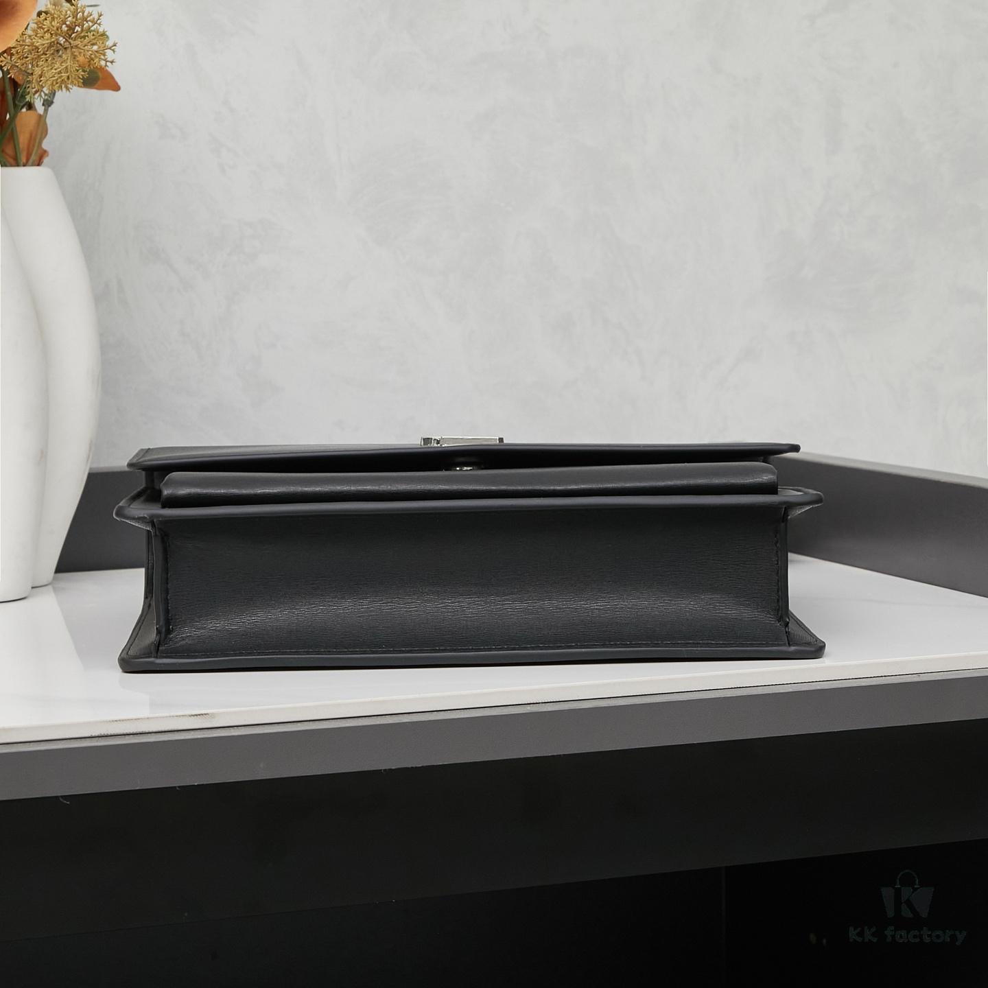 YSL Accordion Bag in Calfskin - Baby Size, Elegant and Versatile with White Stitching