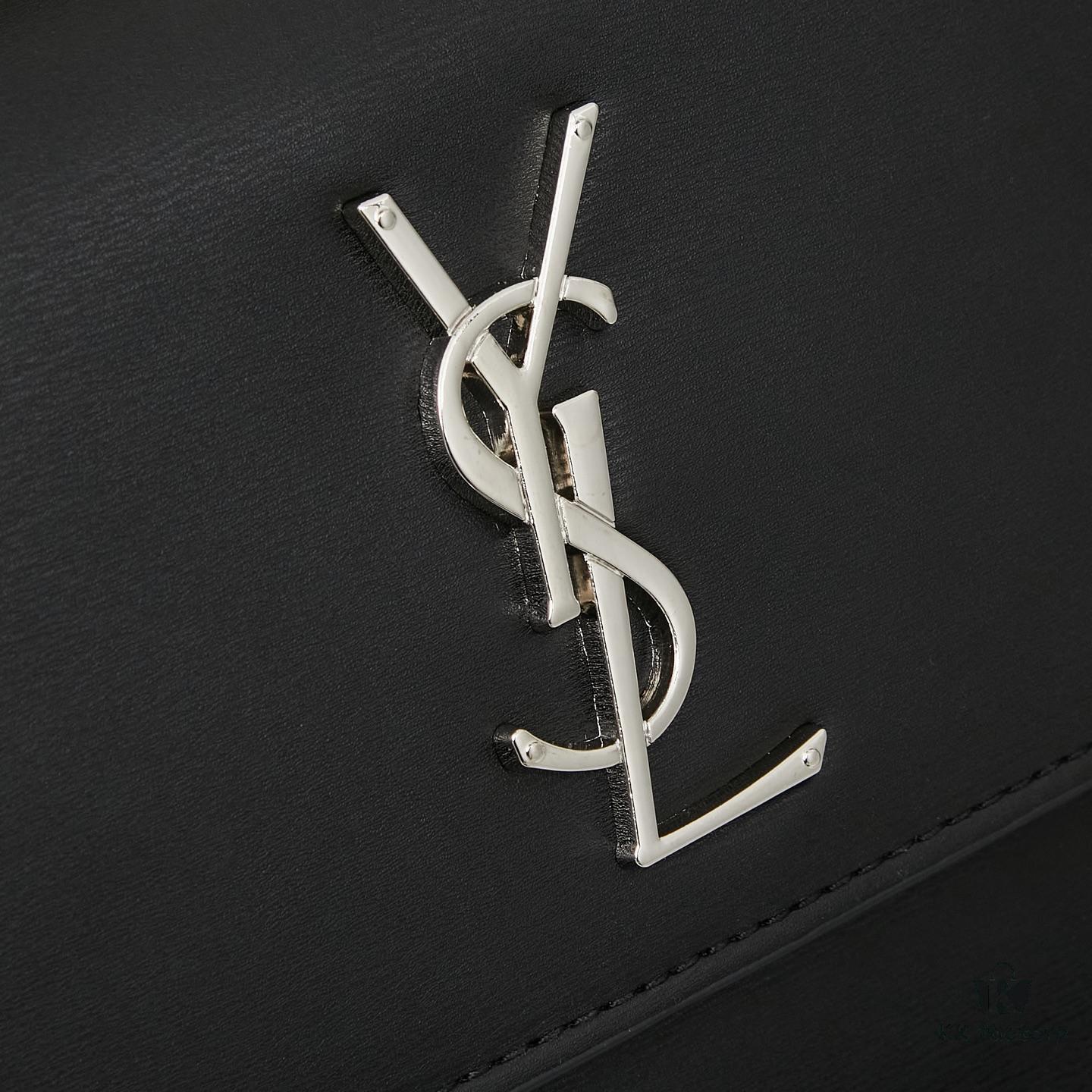 YSL Accordion Bag in Calfskin - Baby Size, Elegant and Versatile with White Stitching