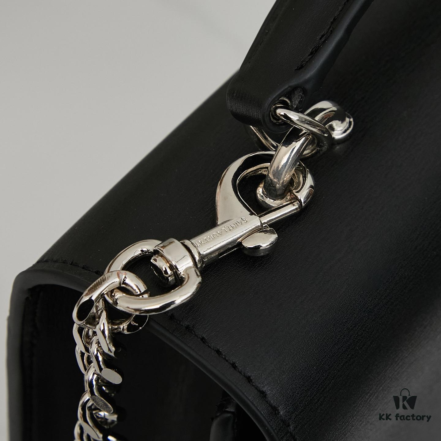 YSL Accordion Bag in Calfskin - Baby Size, Elegant and Versatile with White Stitching