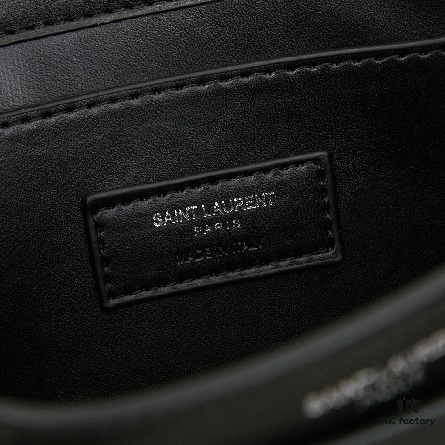 YSL Accordion Bag in Calfskin - Baby Size, Elegant and Versatile with White Stitching