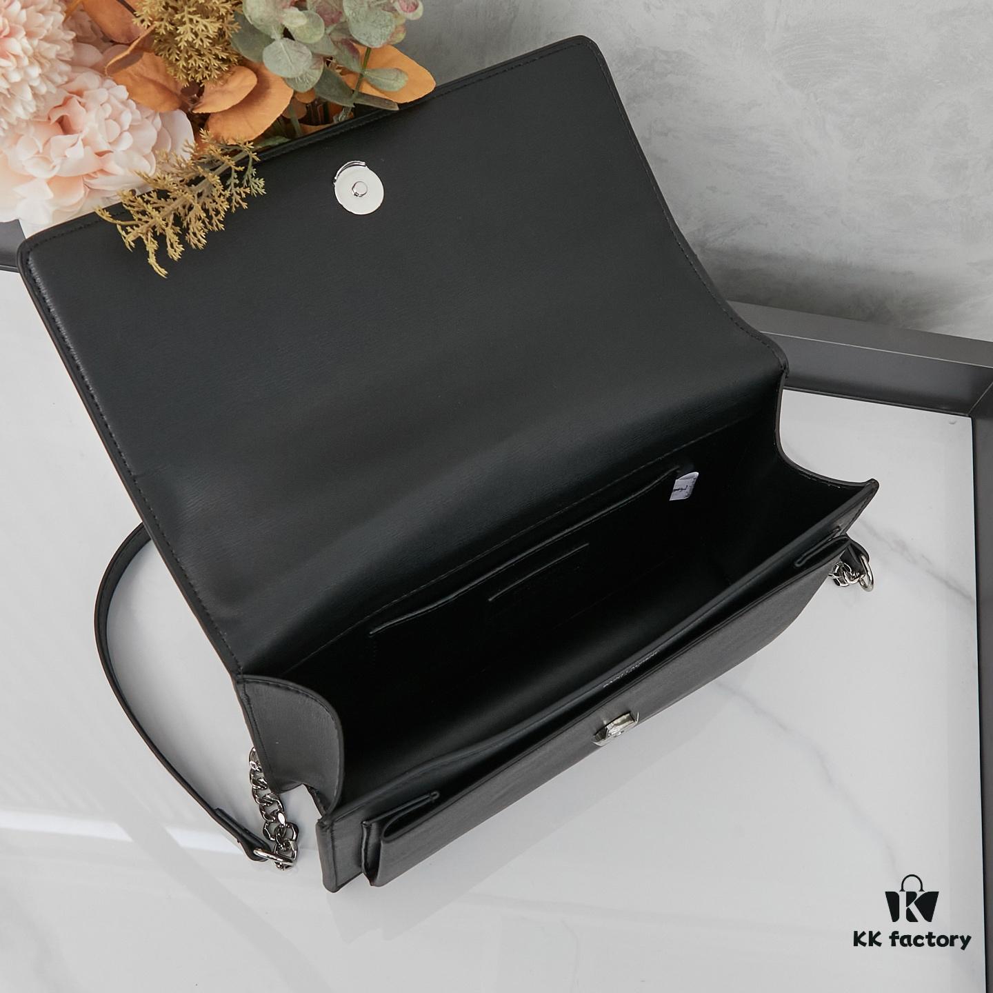 YSL Accordion Bag in Calfskin - Baby Size, Elegant and Versatile with White Stitching