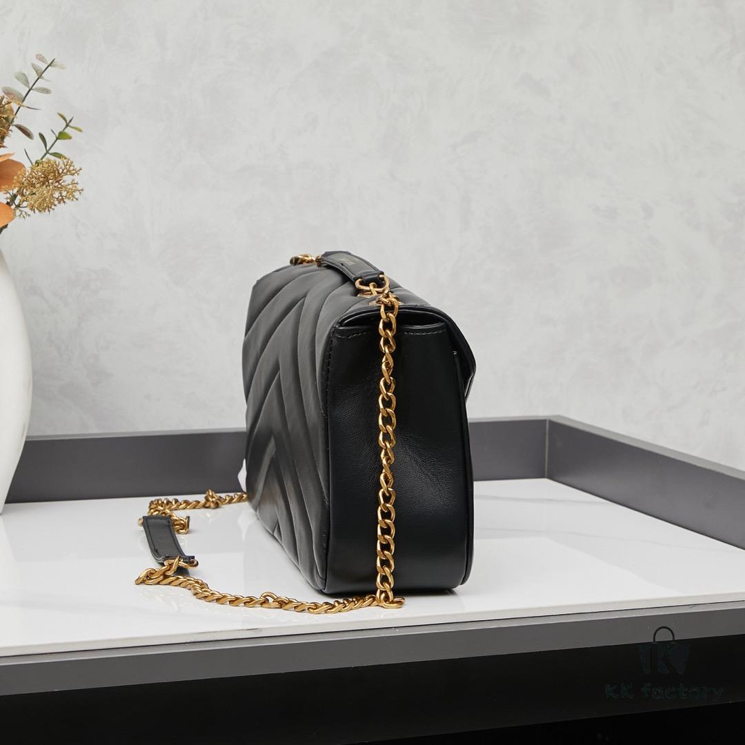 YSL Saint Laurent New LouLou Large Square Bag in Coated Lambskin with Box