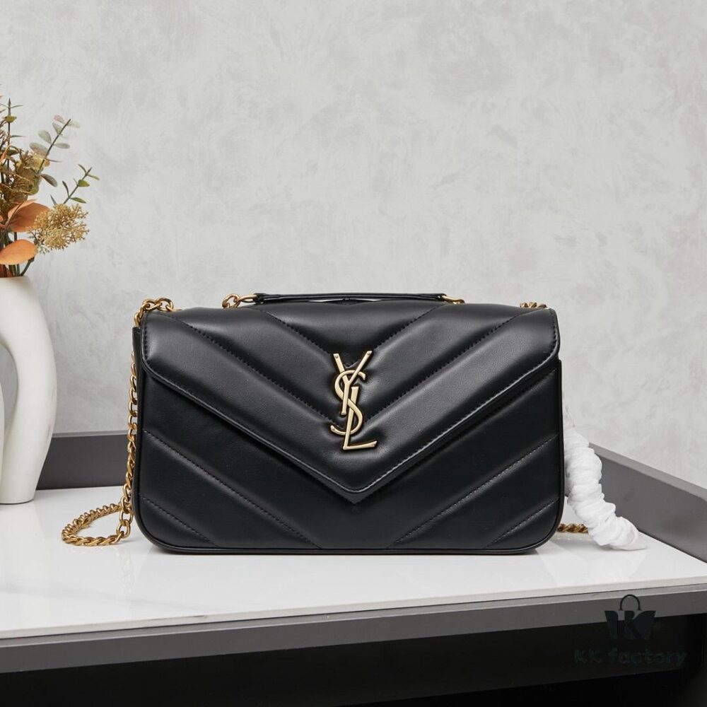 YSL Saint Laurent New LouLou Large Square Bag in Coated Lambskin with Box