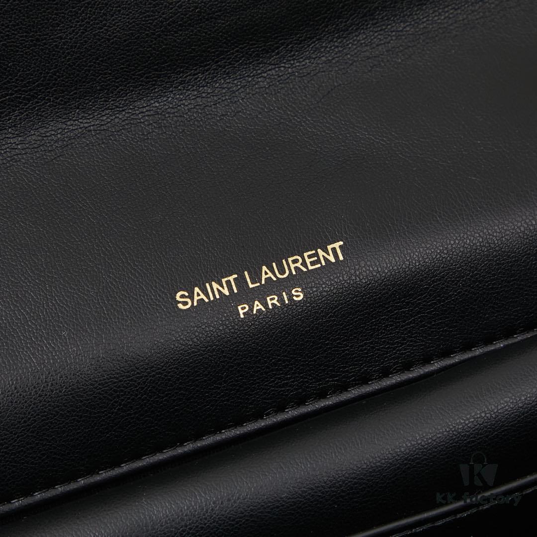 YSL Saint Laurent New LouLou Large Square Bag in Coated Lambskin with Box