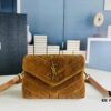 Small YSL Loulou Suede Leather Chain Shoulder Bag in Black and Brown with Box