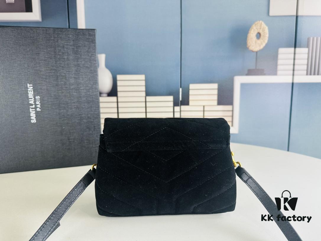 Small YSL LOU LOU Suede Leather Chain Shoulder Bag with Box ||| Loulou Black Brown Nubuck