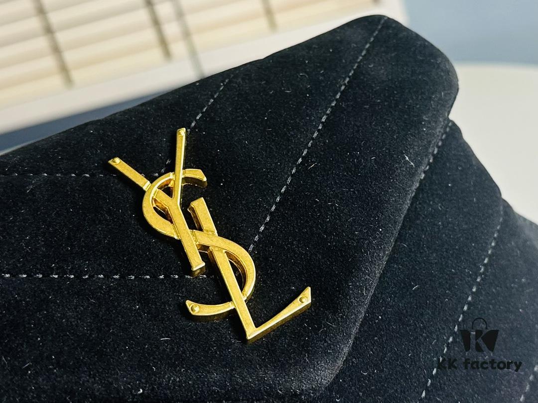 Small YSL LOU LOU Suede Leather Chain Shoulder Bag with Box ||| Loulou Black Brown Nubuck