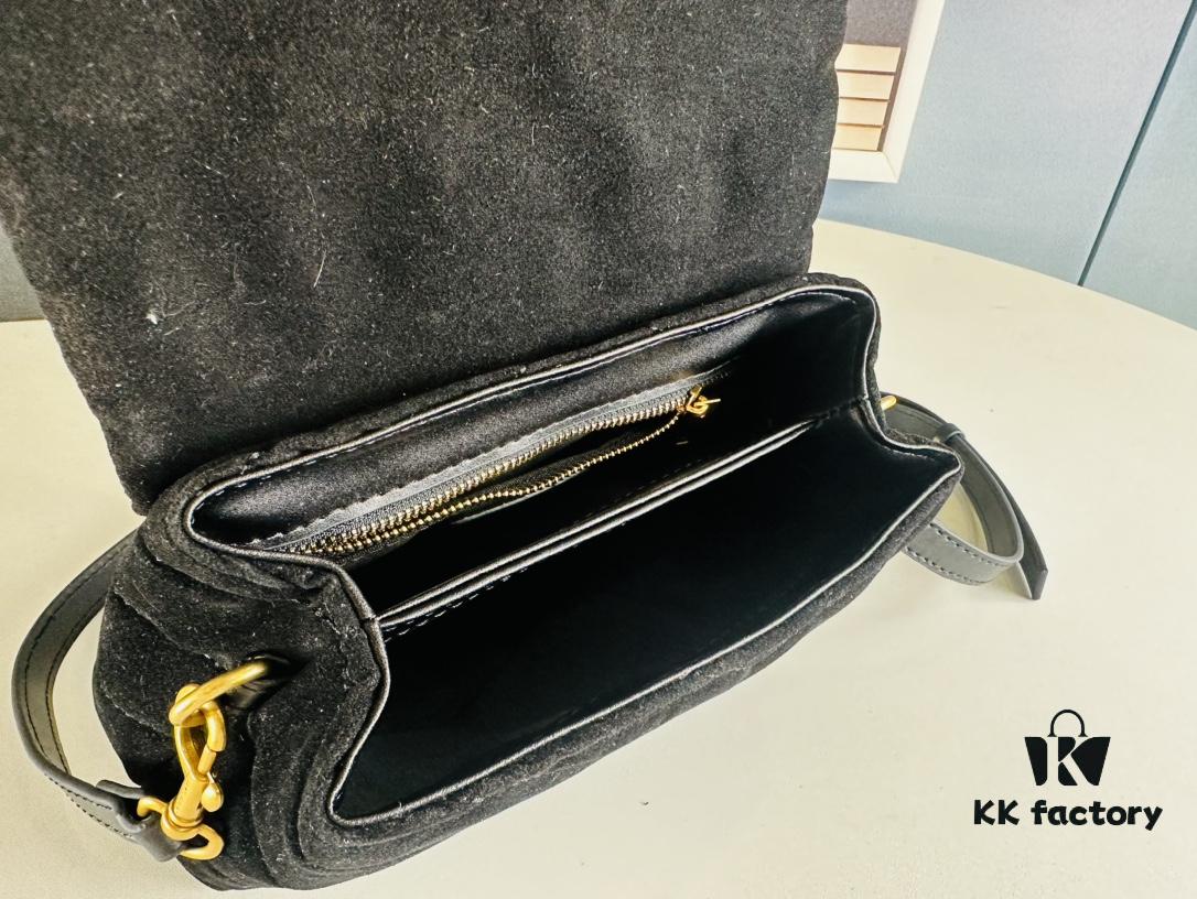 Small YSL LOU LOU Suede Leather Chain Shoulder Bag with Box ||| Loulou Black Brown Nubuck