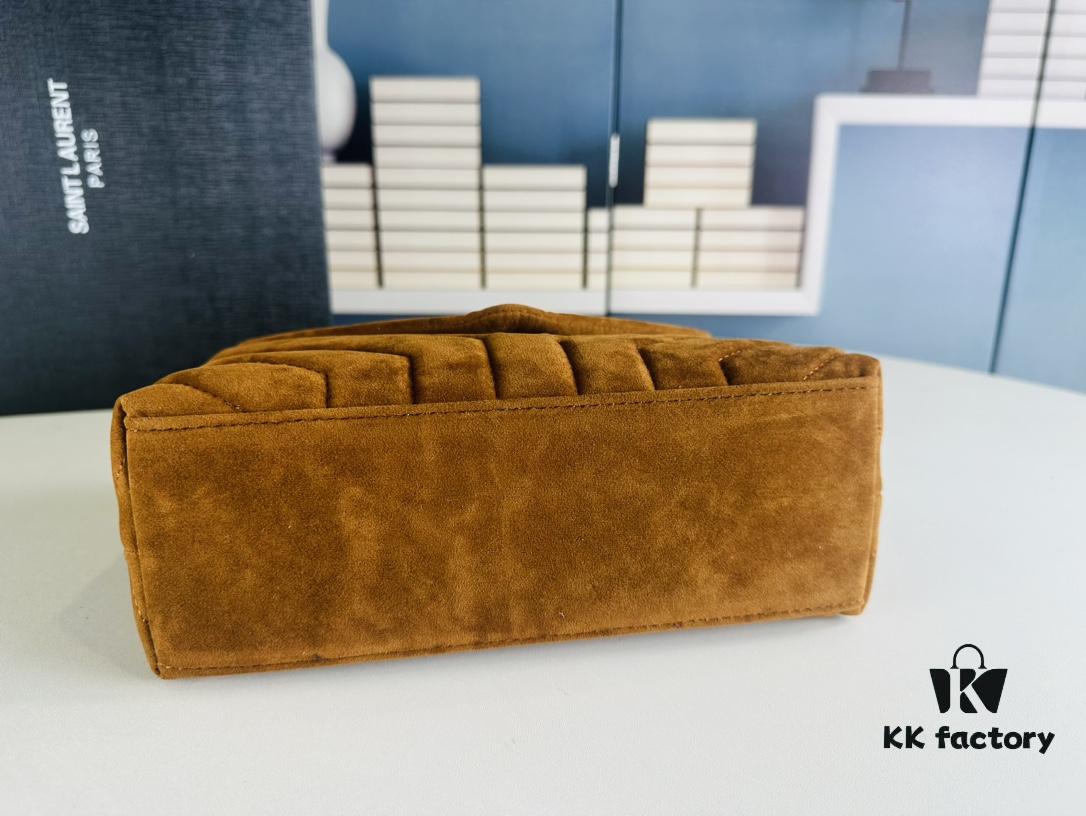 Medium YSL LOU LOU Suede Leather Chain Shoulder Bag with Box ||| Loulou Black Brown Nubuck