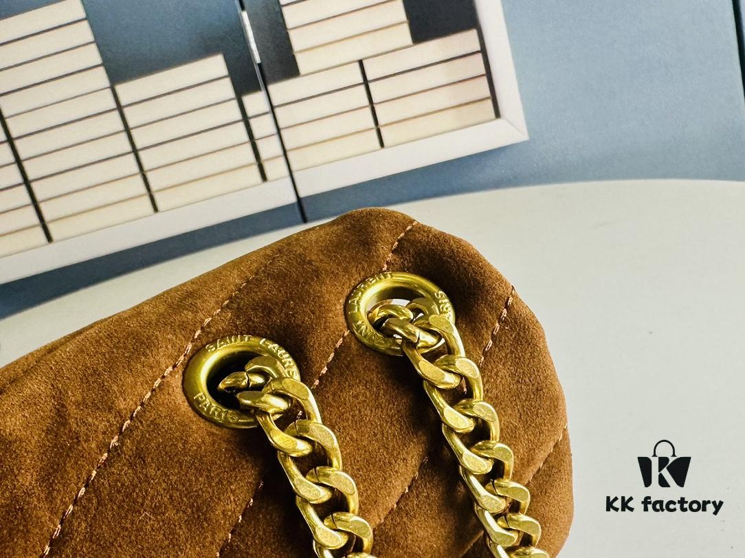 Medium YSL LOU LOU Suede Leather Chain Shoulder Bag with Box ||| Loulou Black Brown Nubuck