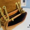 Medium YSL LOU LOU Suede Leather Chain Shoulder Bag with Box ||| Loulou Black Brown Nubuck