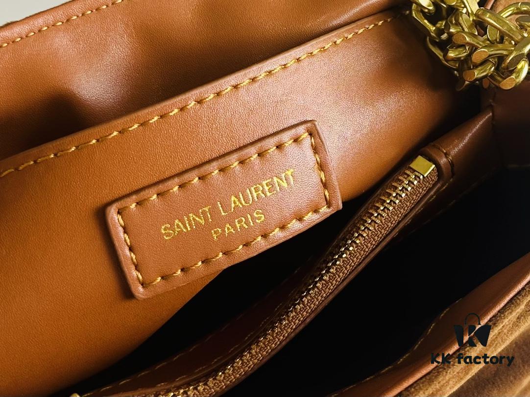 Medium YSL LOU LOU Suede Leather Chain Shoulder Bag with Box ||| Loulou Black Brown Nubuck