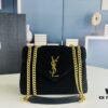 Medium YSL LOU LOU Suede Leather Chain Shoulder Bag with Box ||| Loulou Black Brown Nubuck