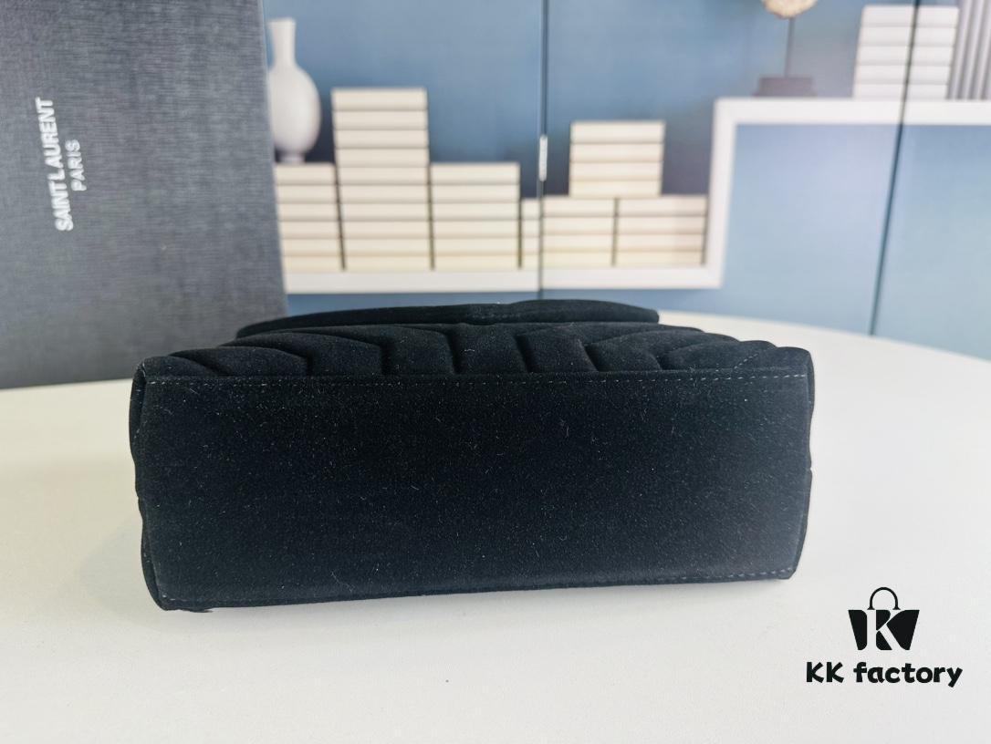 Medium YSL LOU LOU Suede Leather Chain Shoulder Bag with Box ||| Loulou Black Brown Nubuck