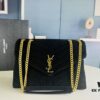 Large Size with Box 💰 YSL LOU LOU Suede Leather Chain Shoulder Bag ||| Loulou Black Brown Nubuck