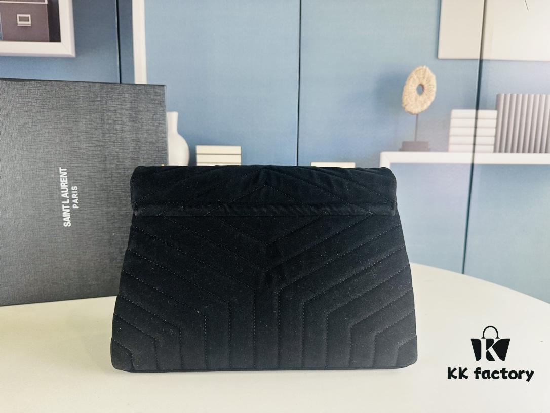 Large Size with Box 💰 YSL LOU LOU Suede Leather Chain Shoulder Bag ||| Loulou Black Brown Nubuck