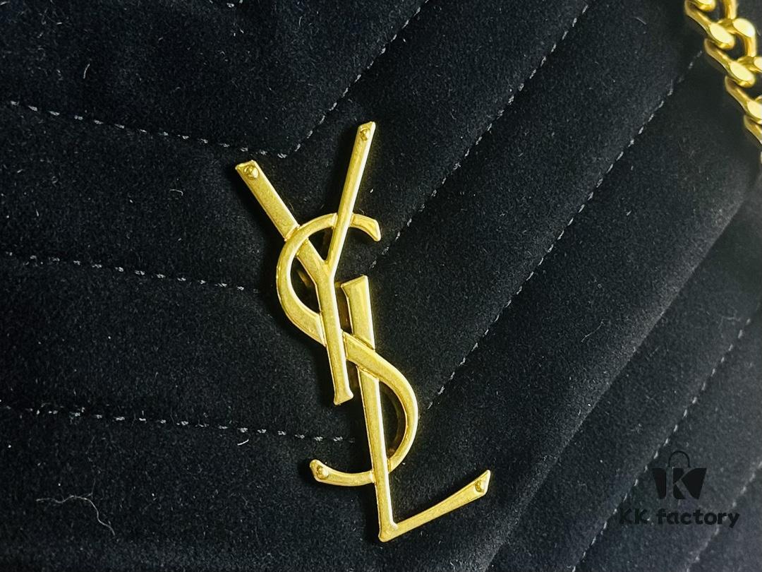 Large Size with Box 💰 YSL LOU LOU Suede Leather Chain Shoulder Bag ||| Loulou Black Brown Nubuck