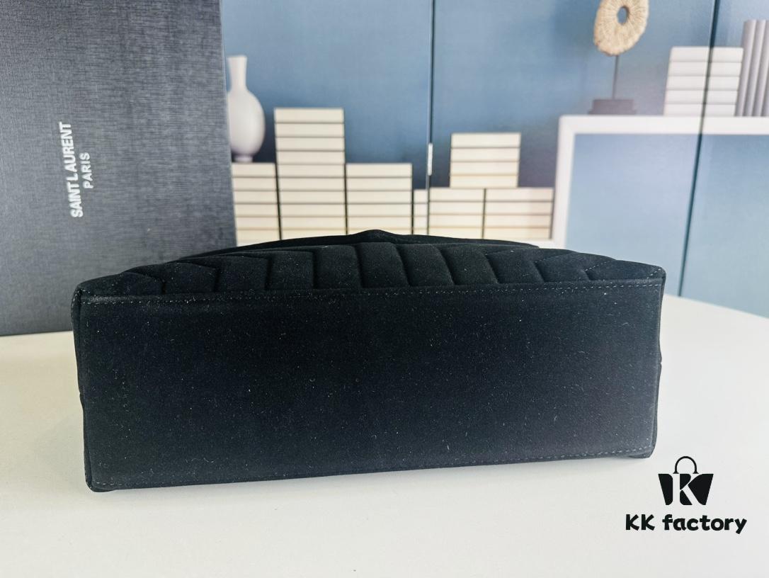 Large Size with Box 💰 YSL LOU LOU Suede Leather Chain Shoulder Bag ||| Loulou Black Brown Nubuck